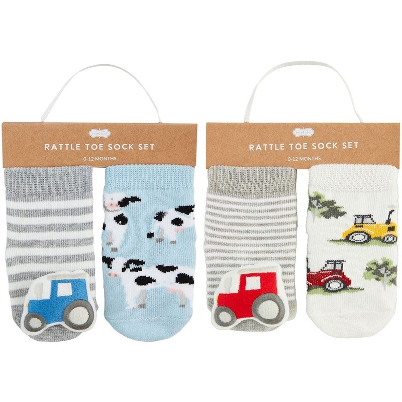 Mud Pie Cow Rattle Toe Sock Set