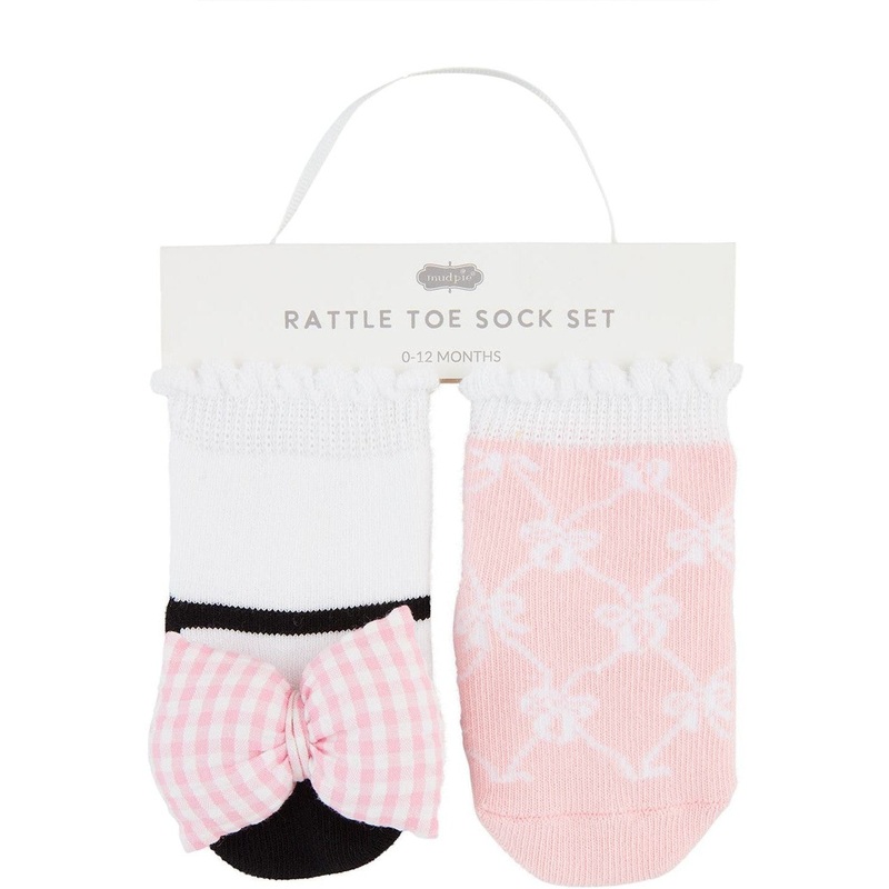 Mud Pie Gingham Rattle Toe Sock Set