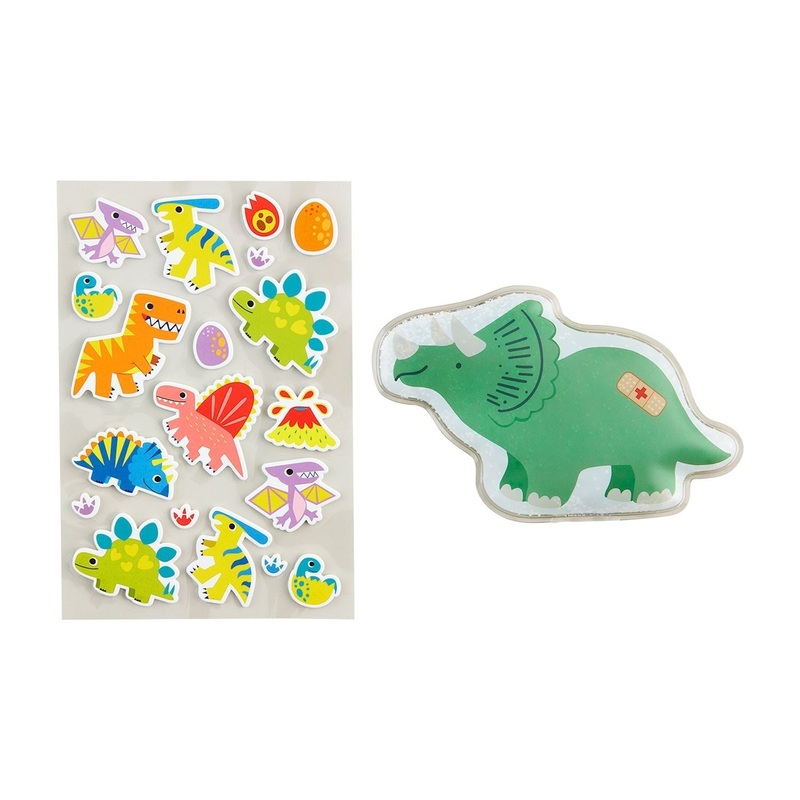 Mud Pie Green Dino Ouch Pouch & Sticker Set