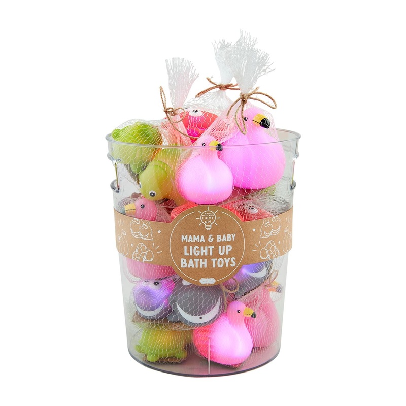 Mud Pie Mama & Baby Light up Bath Toys Flamingo