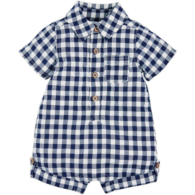Mud Pie Navy Gingham Shortall 3-6M