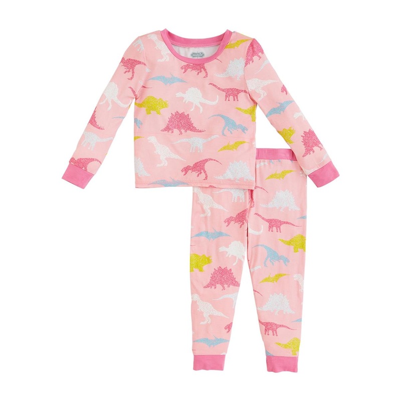 Mud Pie Pink Dino Glow Pj Set 9-12M