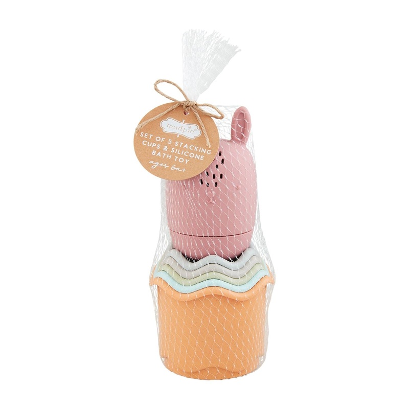 Mud Pie Pink Squirt Toy & Stacking Cup Set