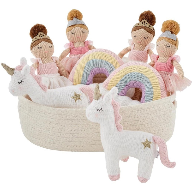 Mud Pie Princess Rattle Basket Rainbow