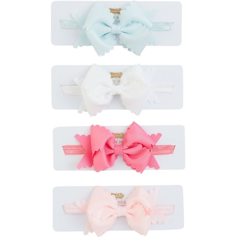 Mud Pie Scallop Bow Headbands Light Pink