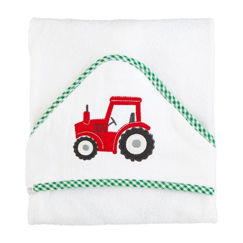 Mud Pie Tractor Applique Hooded Towel