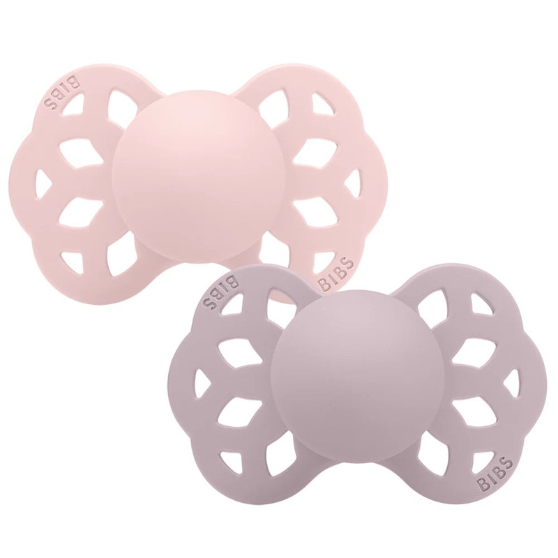 BIBS Infinity Pacifier Silicone Size 1 2pk Blossom/Dusky Lilac