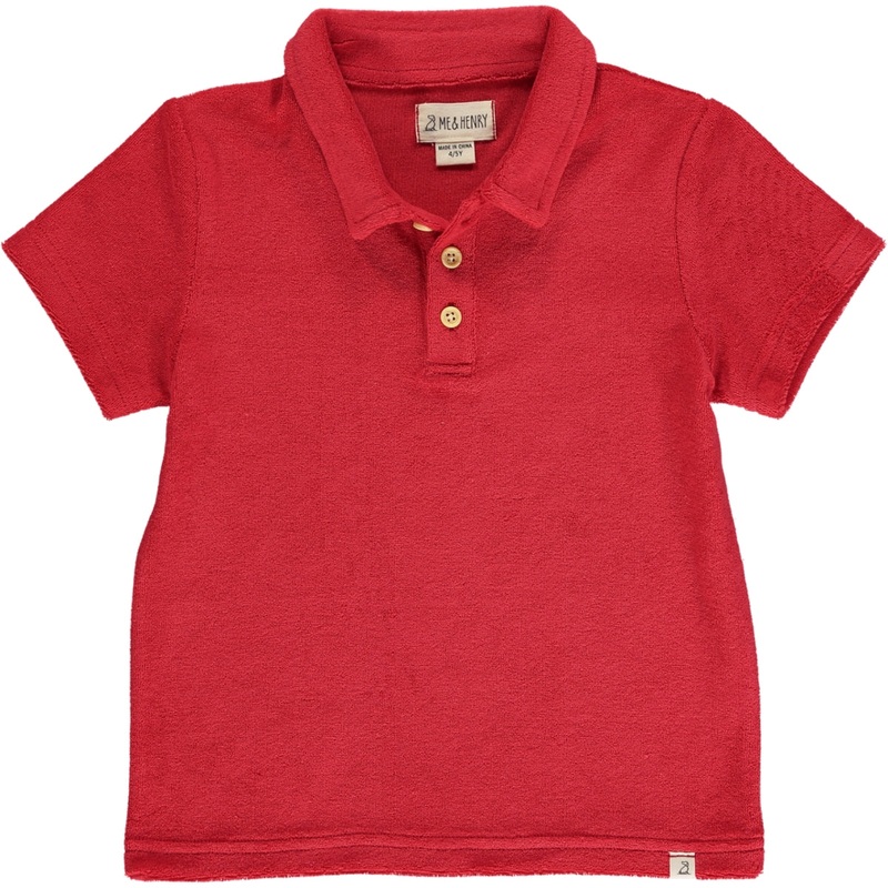 Me & Henry Red Terry Towelling Polo 9-12M