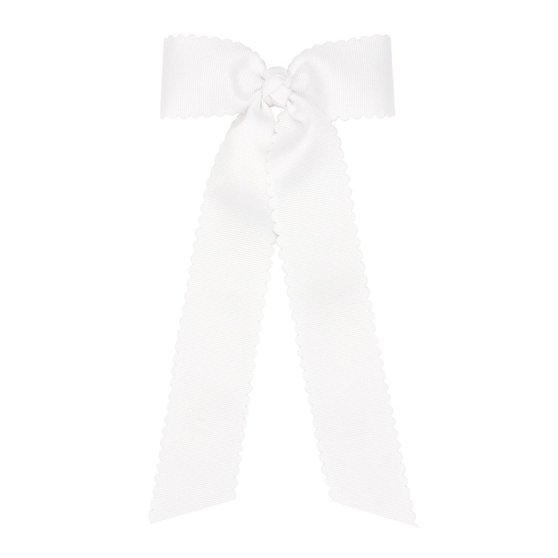 Medium Grosgrain Bowtie with Scalloped Edge and Streamer Tails RED