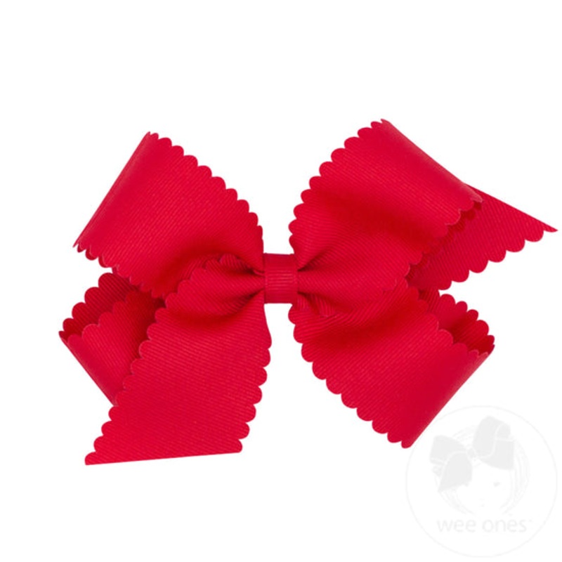 Medium Grosgrain Hair Bow with Scalloped Edge BLK