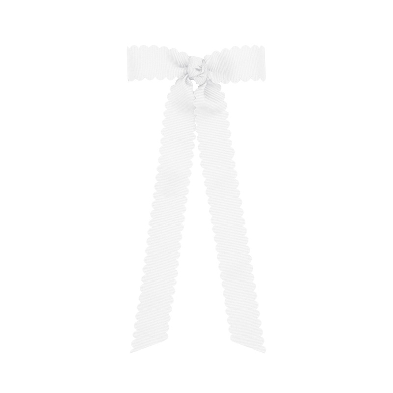Mini Grosgrain Bowtie with Scalloped Edge and Streamer Tails RED