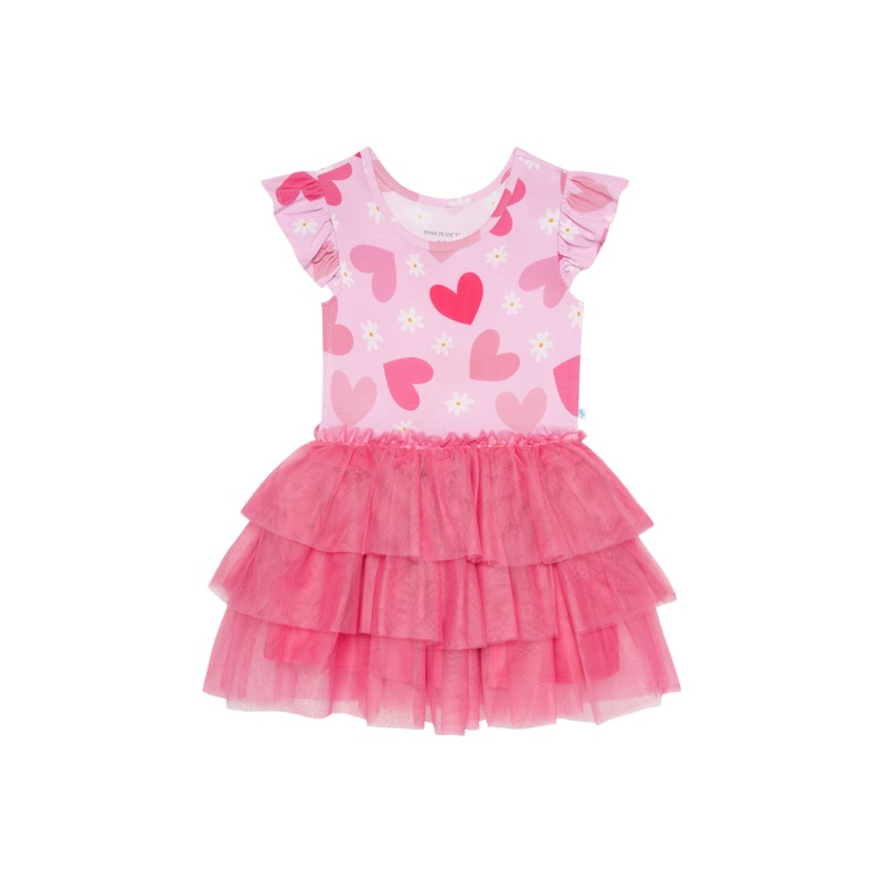 Posh Peanut Daisy Love Ruffled Cap Sleeve Tulle Dress 2T