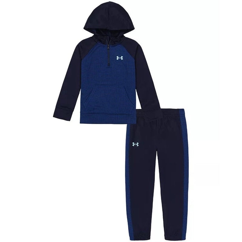 UA Grid Fleece 1/4 Zip Hoody Set Midnight Navy 2T