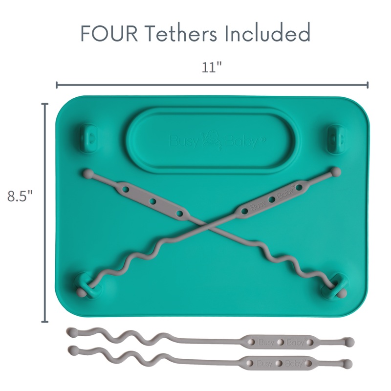 Busy Baby Silicone Placemat – 4 tether version Spearmint