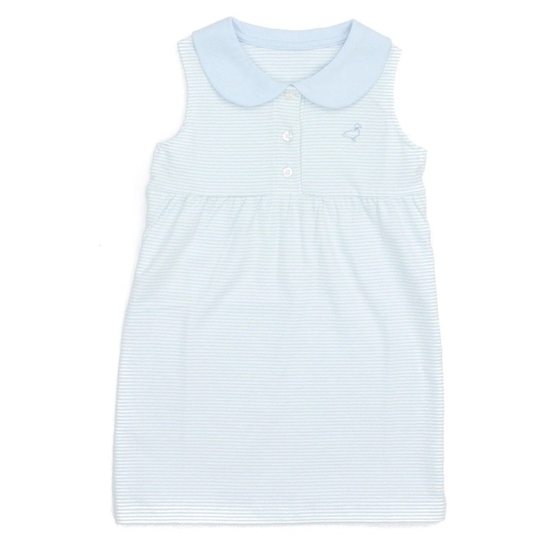 Jackson Stripe Dress Powder Blue 2T