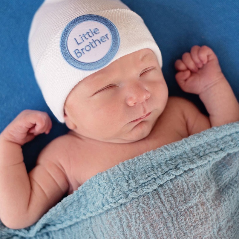 Little Brother Newborn Hospital Hat: Newborn White