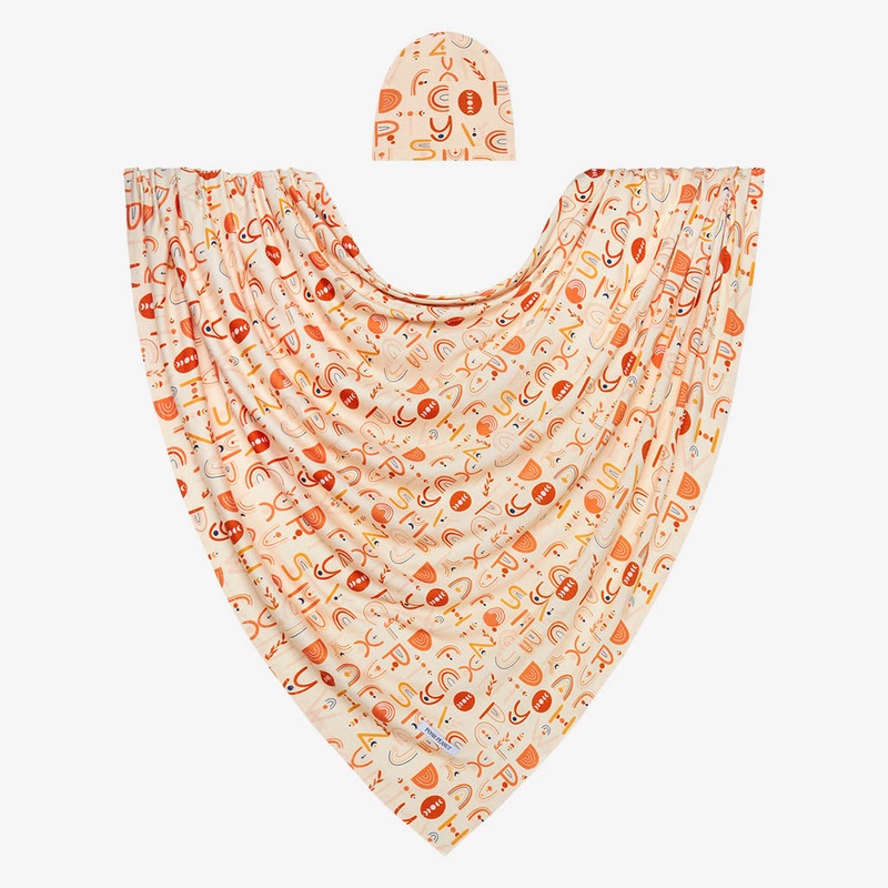 Posh Peanut Alphabet Medley Infant Swaddle & Beanie Set