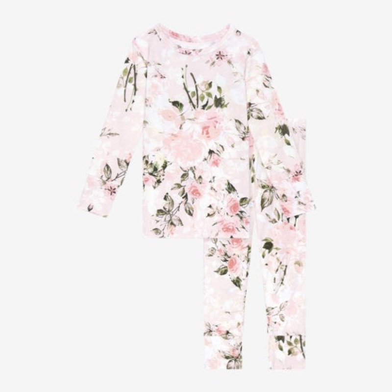 Posh Peanut Vintage Pink Rose Long Sleeve Basic Pajama 6-12M