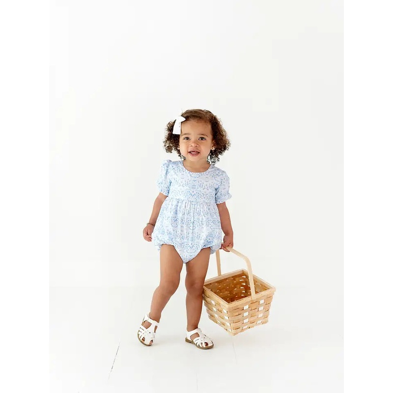 Quinn Poplin Romper in Blue Bunnies | Easter 0-3M