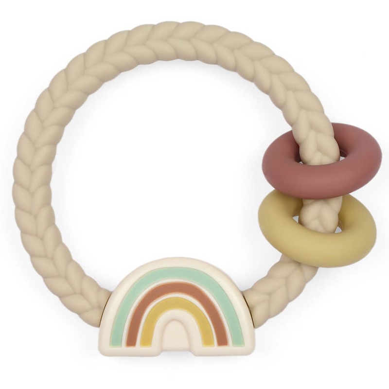 Ritzy Rattle Silicone Teether Rattles: Neutral Rainbow