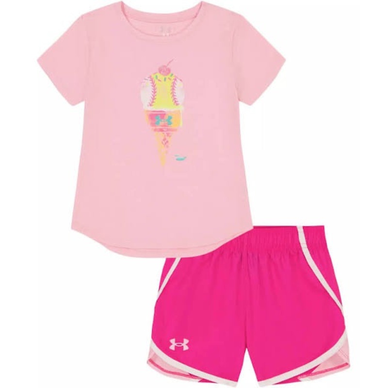 UA ICE CREAM SHORT SET PINK 0-3M