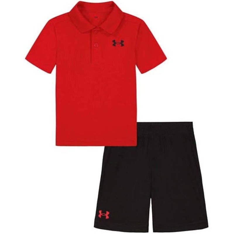 UA POLO SET RED 9-12M