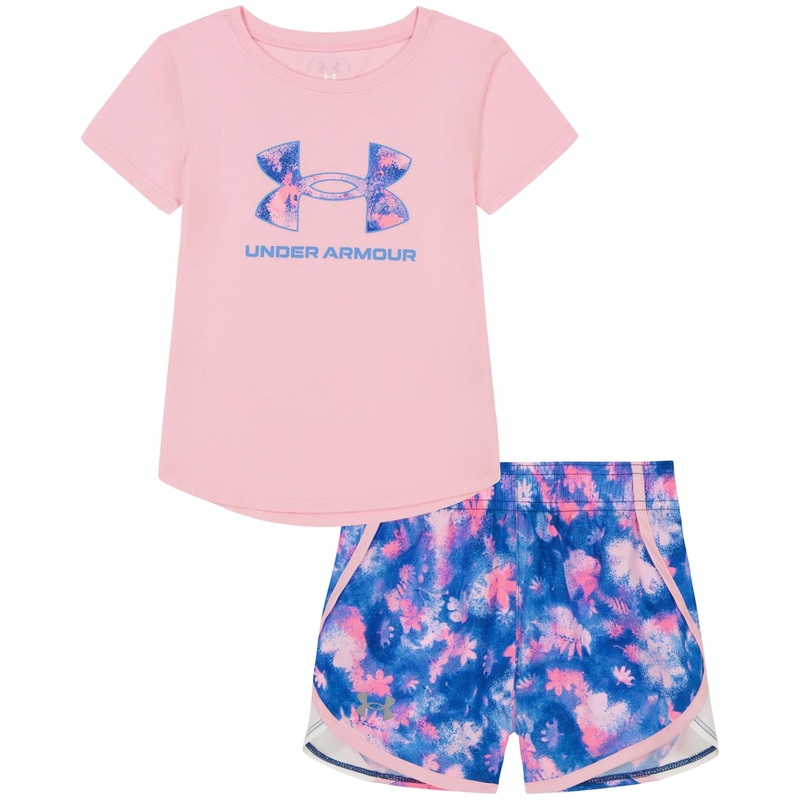 UA PRINTED WOVEN SHORT SET PINK 9-12M
