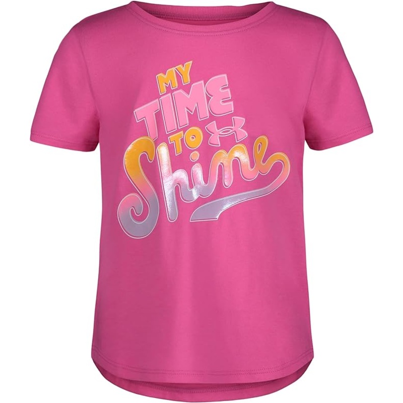 UA TIME TO SHINE LOGO SS REBEL PINK 2T