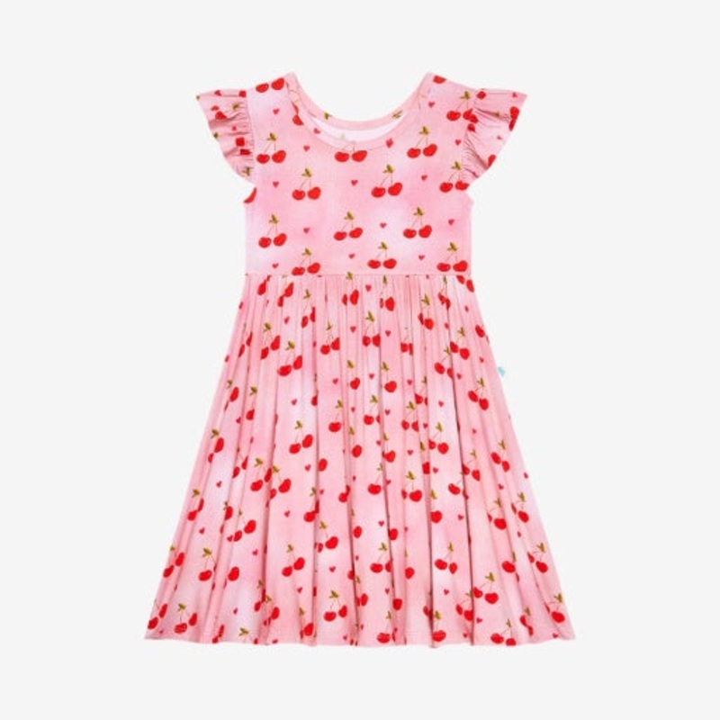Very Cherry – Ruffled Capsleeve Basic Twirl Dress 2T