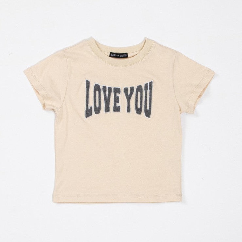 Le La Lo Chenille LOVE YOU Cotton T-Shirt | Child Ivory 1-2Y