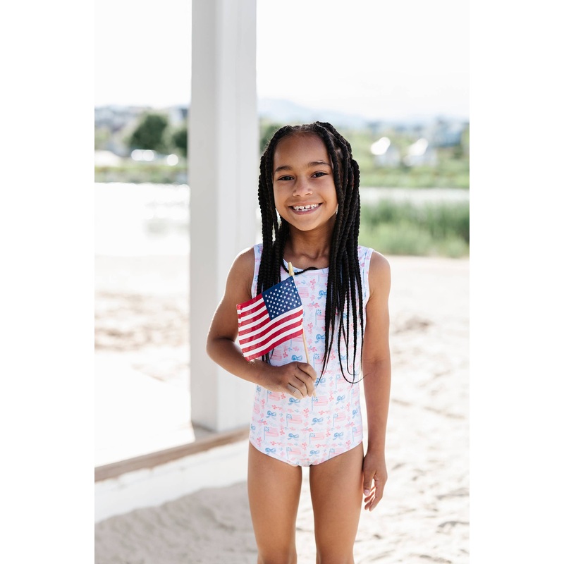 Lucy Swim in Patriotic Flags | UPF 50 | 4th of July 2T