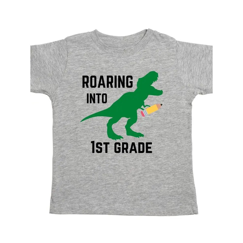 Roaring Into 1ST Grade Shirt – Back To School Kids Tee 5-6Y