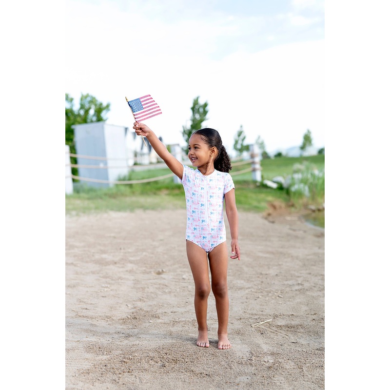 Zoey Swim in Patriotic Flags| UPF 50 One Piece Swimwear 6-12M
