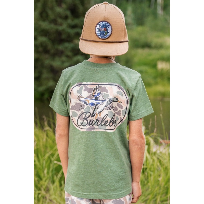 Burlebo Youth | Ducks Flying In | Short Sleeve | Heather Olive Xsmall (4)