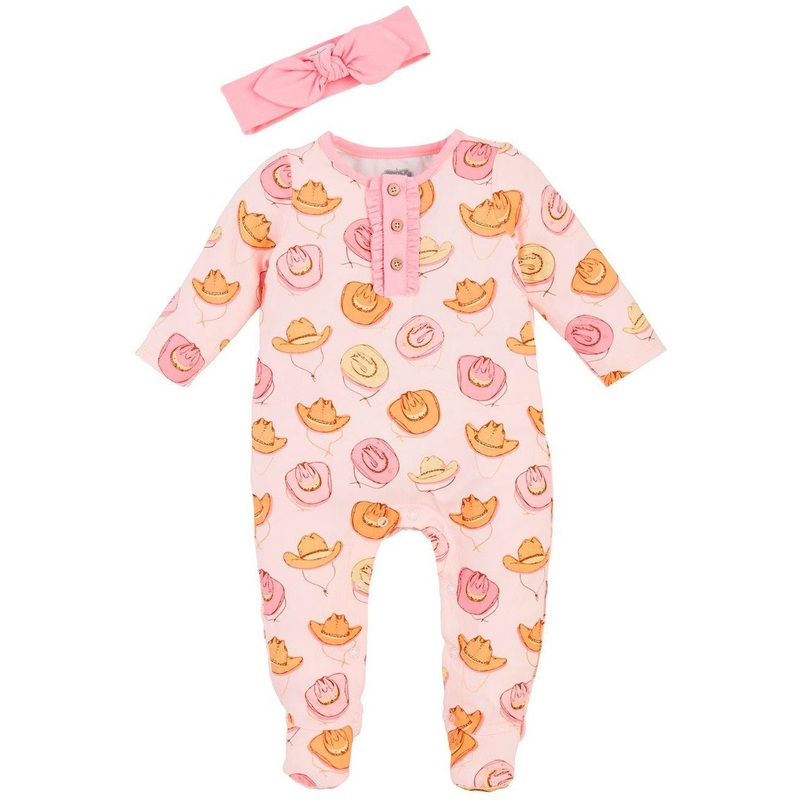 Mud Pie Cowgirl Sleeper & Headband Set 0-3M