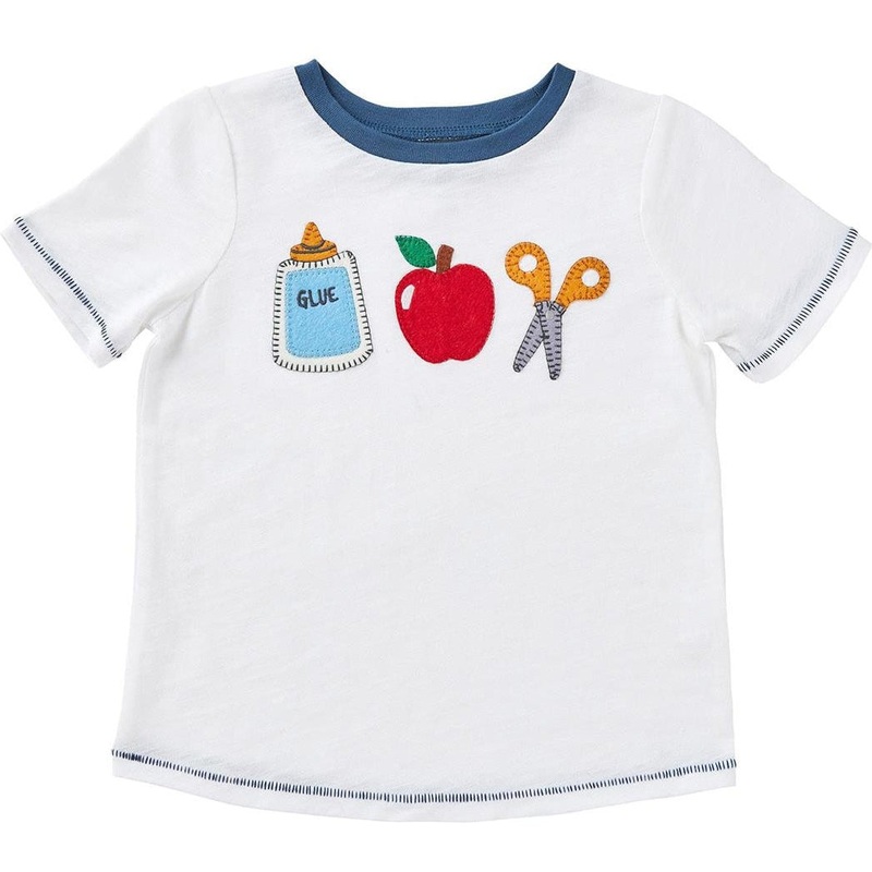 Mud Pie White Boy School Tee 12-18M