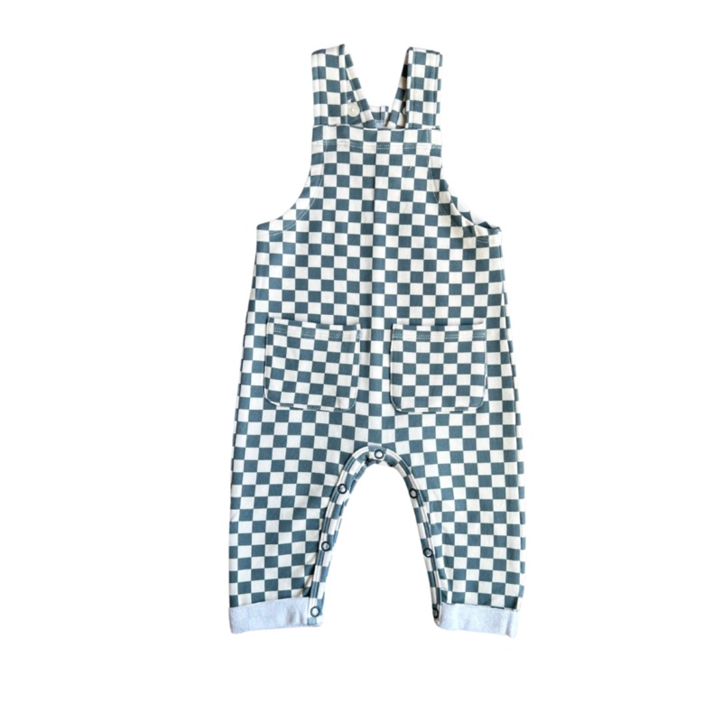 Pocket Overalls – Checkered in Storm 3-6M