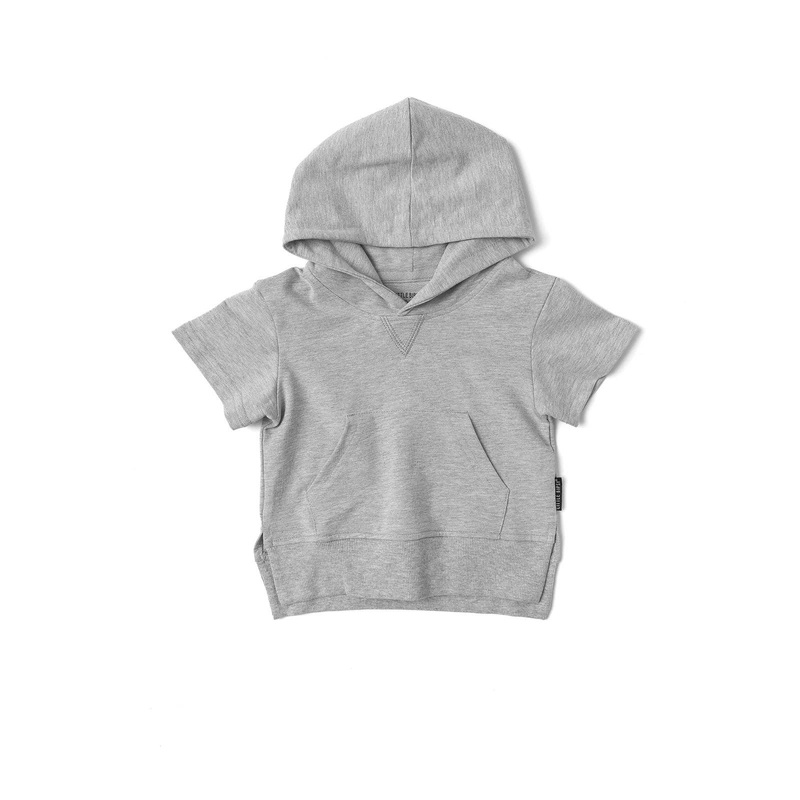 Short Sleeve Hoodie – Grey 0-3M