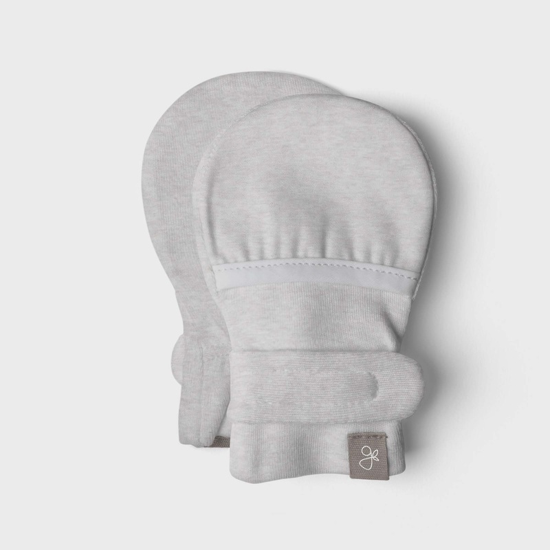 Bamboo Organic Cotton Stay-On Mitts – Storm Gray 0/3M