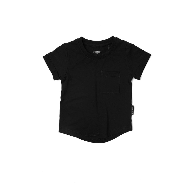 Bamboo Pocket Tee – Black 6-12M
