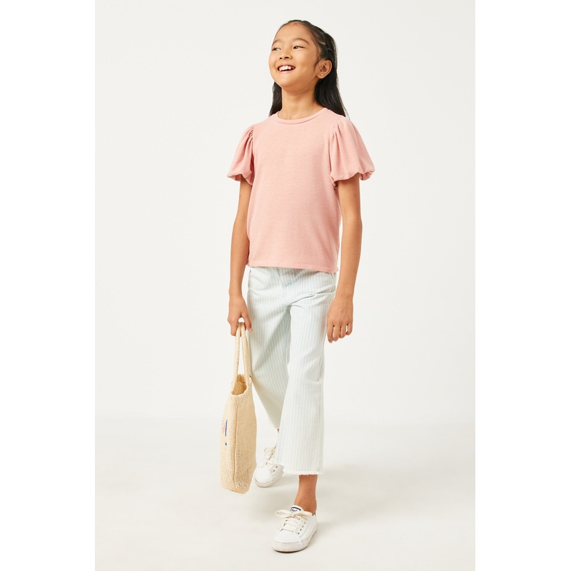 Hayden Puff Sleeve Knit T Shirt Pink S