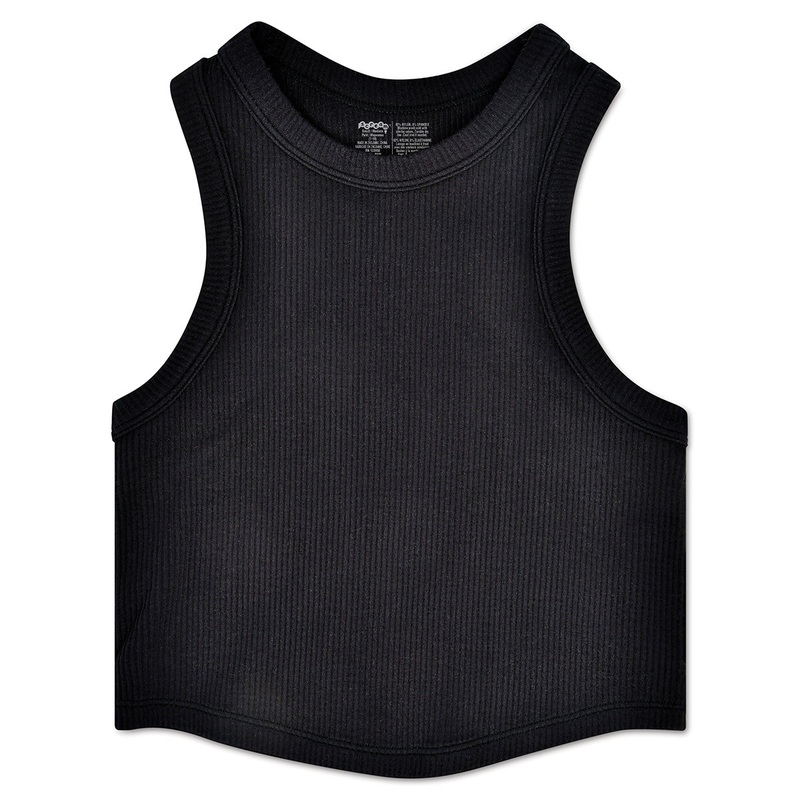 Iscream Black Cropped Ribbed Racerback Tank Top (Medium / Large (10-14))