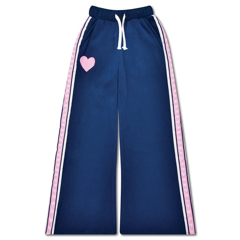 Iscream Loved Navy Blue Wide Leg Sweatpants (Large (14))
