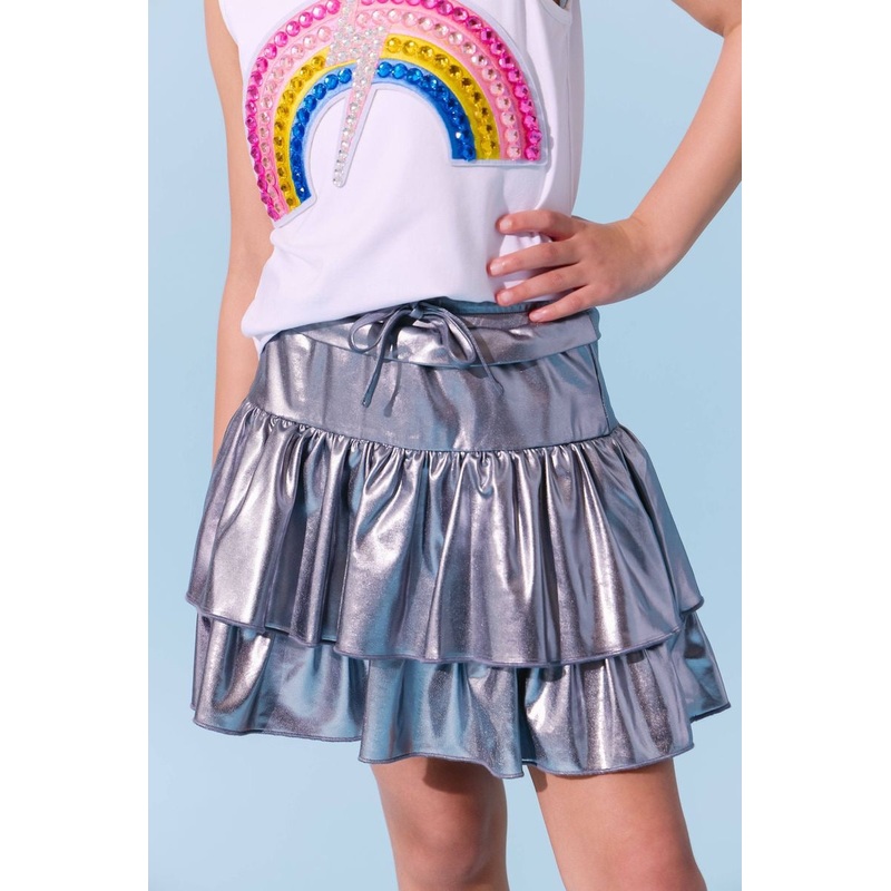 Lola + The Boys Metallic Ruffle Skort 2