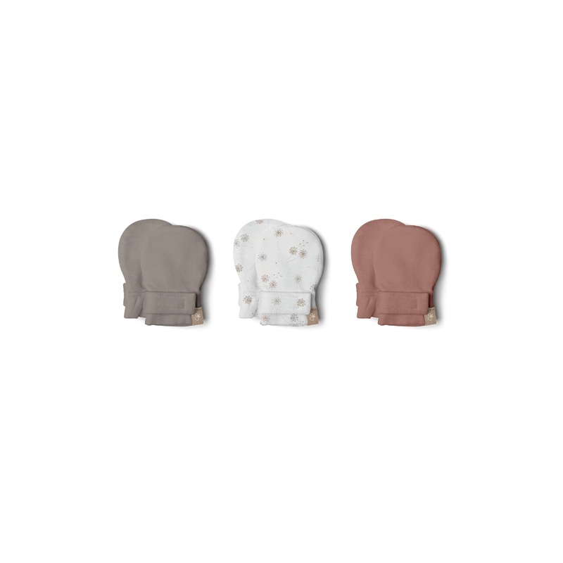 Stay On 3-Pack Baby Mitts – Pewter + Dandelion + High Prairie: 0-3M