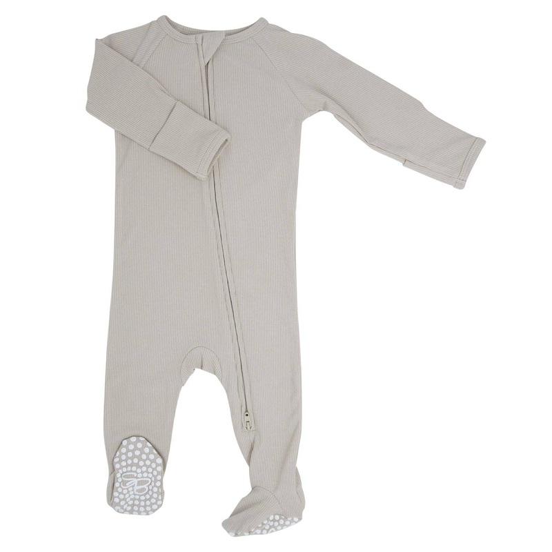 Zipper Footie – Oatmeal Ribbed Newborn